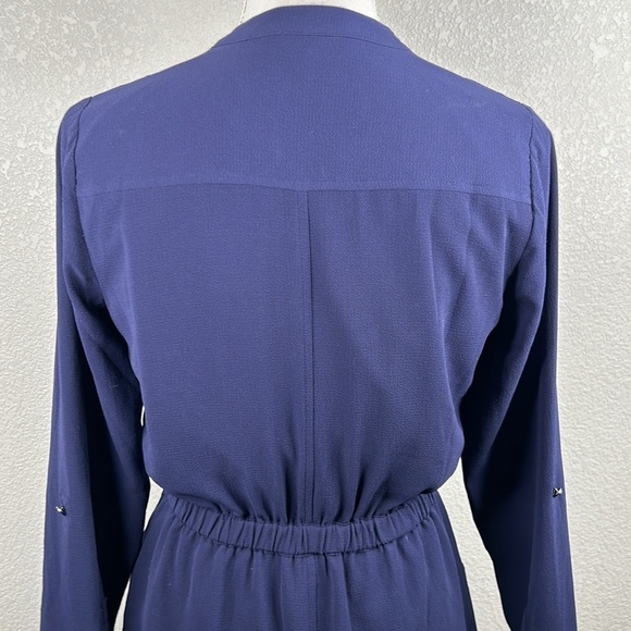 Apt. 9 Navy Blue Long Sleeve V-Neck Drawstring Waist Midi Dress Size XS - Picture 6 of 9